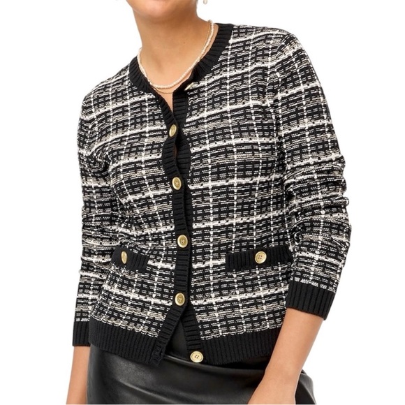 J. Crew Sweaters - J. Crew Cotton Lady Tweed Gold Button-Front‎ Cardian Jacket Medium NWOT